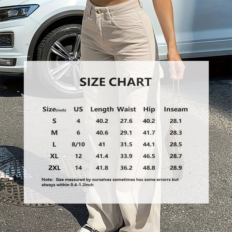 Women's Solid Color Wide Leg Pants With 4 Pockets