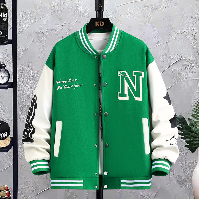 Round Neck Baseball Coat Top For Men
