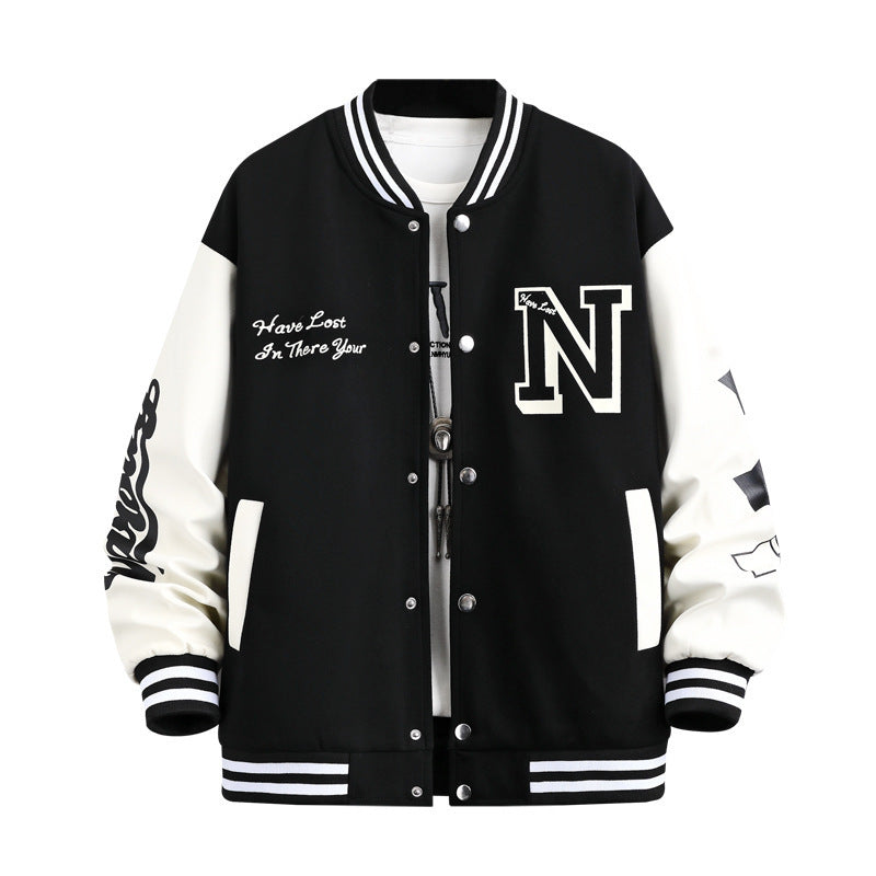 Round Neck Baseball Coat Top For Men