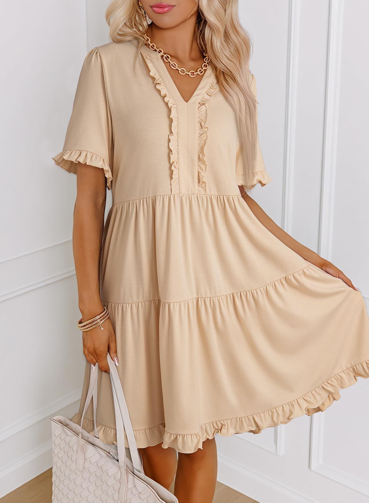 Womens Dress Summer Spring V Neck