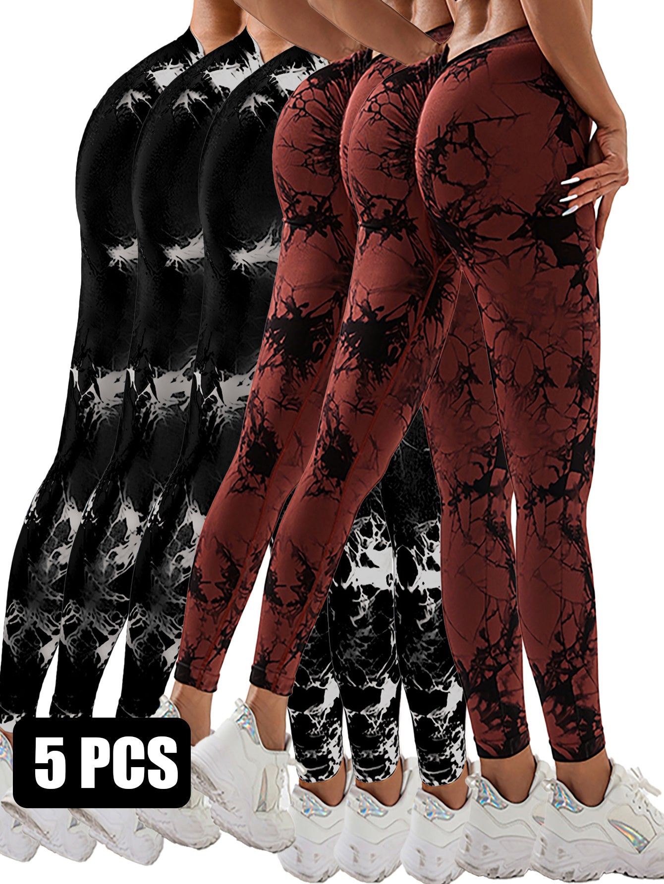 5pcs Dyed Yoga Pants