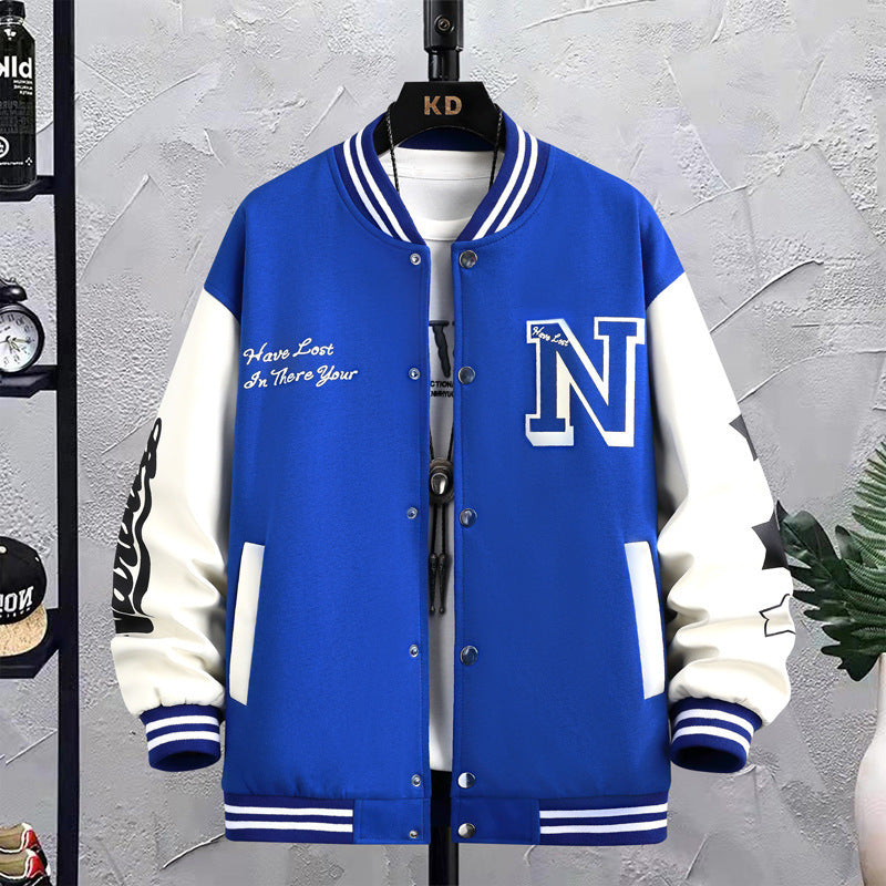 Round Neck Baseball Coat Top For Men