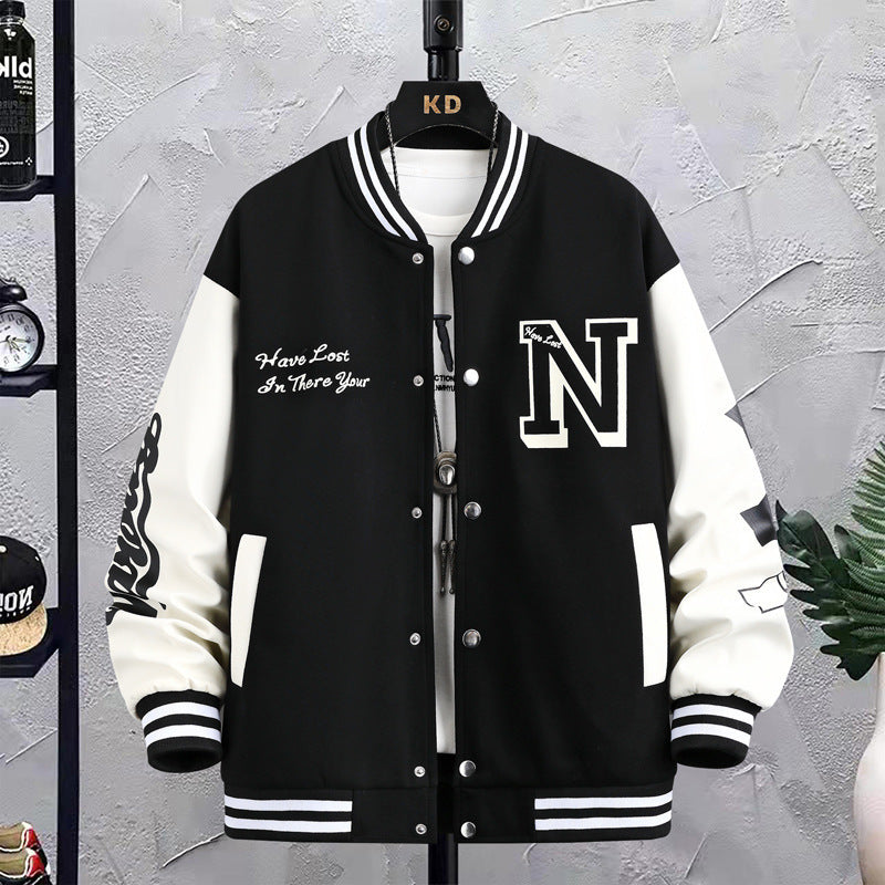 Round Neck Baseball Coat Top For Men